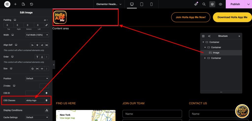 Elementor Sticky Headers with Shrinking Logo On Scroll